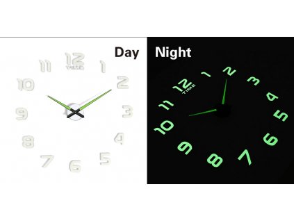 Designové 3D nalepovací hodiny fluorescenční 50 - 60 cm, KX7442