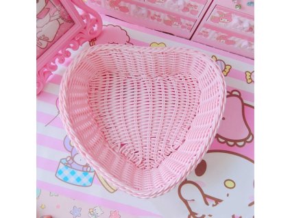 Plastový košík - růžové srdce