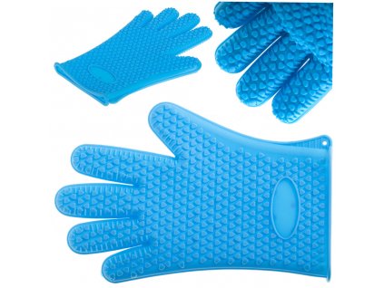 KIK KX5214_1 Silikonová kuchyňská rukavice - modrá