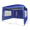 Zahradní párty stan, altán, 3x3m + 3 boční stěny, modrý, 2194