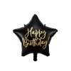 KIK KX4551_1 Fóliový balónek s hvězdou Happy Birthday 40cm černý