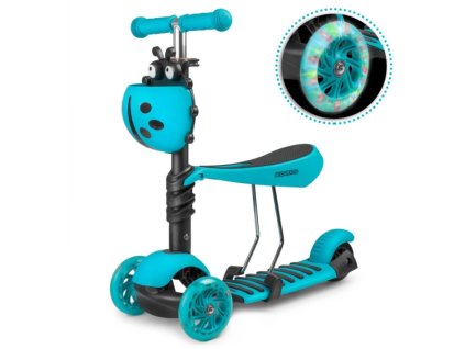 Dětská tříkolová koloběžka Ricokids Buggy LED modrá beruška