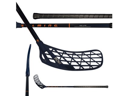 SALMING Flow Midlite 32 JR Navy/Nectarine (Délka hole 92 (103) cm, Strana hole Pravá ruka dole)