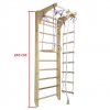 Wooden Wall Bars with Removable Horizontal Bar and Rope Accessories KOMBI 2 – 220/240 cm – 120 kg Capacity