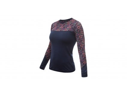 Sensor Merino Impress dámské triko dlouhý rukáv, deep blue/origami
