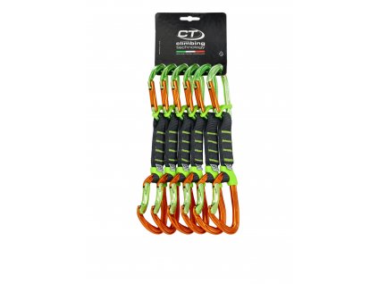 Climbing Technology express set Nimble FIXBAR SET PRO (tapered NY sling) 12 cm - pack of 6 pz., Green/orange