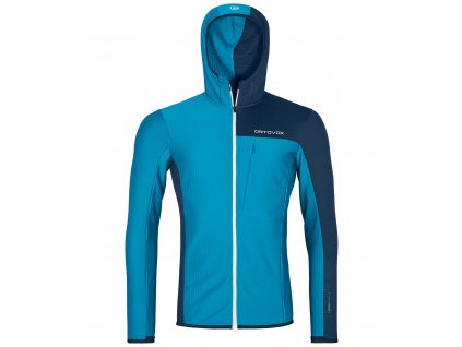 Ortovox mikina Fleece Light Grid Hooded Jacket Men's, mountain blue