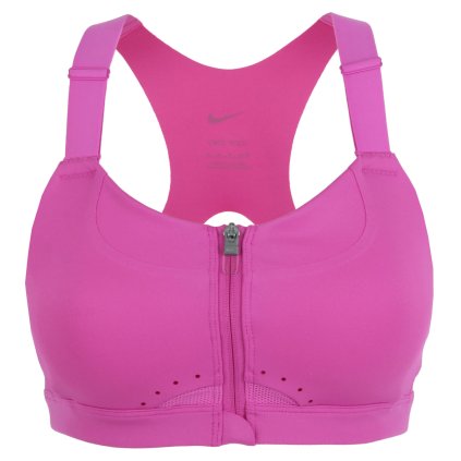 nike alpha dri fit womens high support padded front zip sports bra cup size a c active fuchsia pink spell active fuchsia 1518891