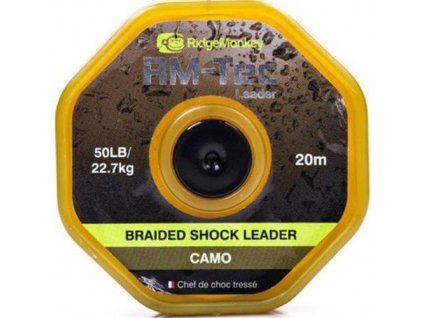 RidgeMonkey šoková šňůra Braided Shockleader 20m/50lb Camo (RMT-BSL50-C)