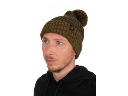 Fox čiapka Heavy Knit Booble Hat Olive (CHH014)
