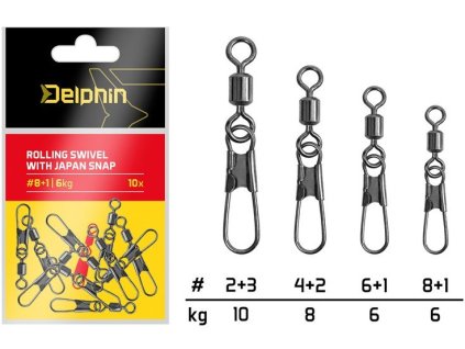 delphin karabinka s obratlikem rolling swivel with japan snap 10 ks