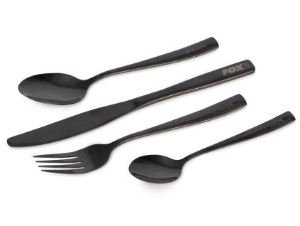 fox sada priboru black stainless cutlery set