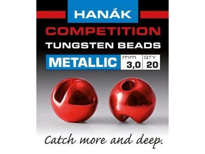 Hanák tungstenové hlavičky Metallic červené 3,5 mm