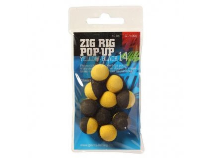 Giants Fisnhing penové plávajúce boilies Zig Rig Pop-Up yelow-black 10 ks