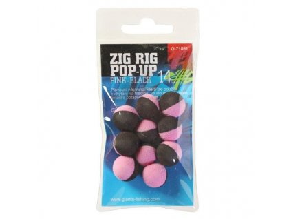 Giants Fisnhing penové plávajúce boilies Zig Rig Pop-Up pink-black 10 ks