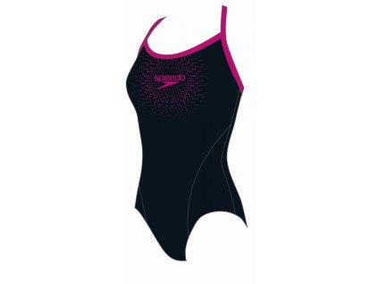 Dívčí plavky Speedo Logo černá / tm. růžová