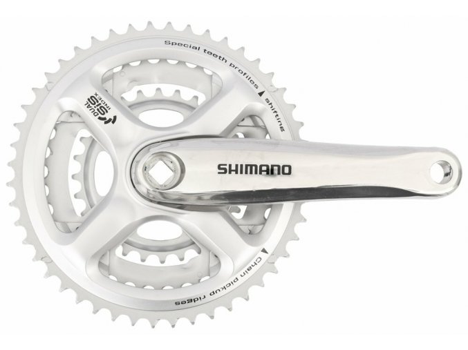 Kliky SHIMANO FC-M191-S 170mm 48-38-28 zubů, stříbrné, bez krytu, 8 speed, pro osu čtyřhran