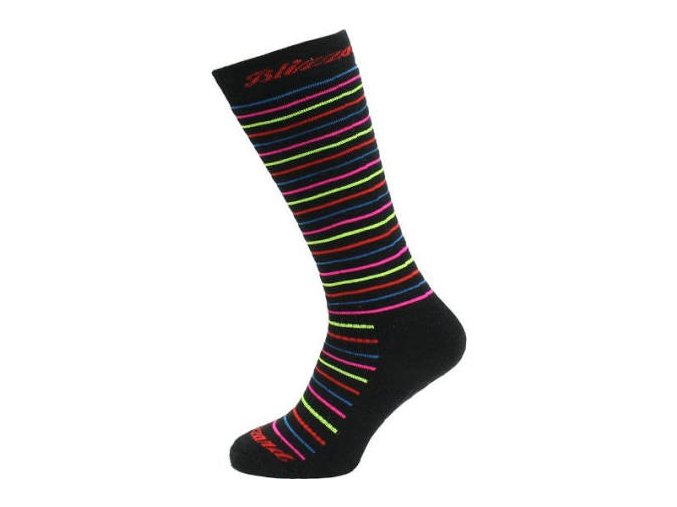 Juniorské lyžařské ponožky Blizzard Viva allround ski socks junior , black / rainbow stripes