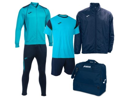 Set sportovního oblečení JOMA souprava Cgampion VII dres a trenky Phoenix bunda JOMA Iris a fotbalová taška JOMA mediana 0504