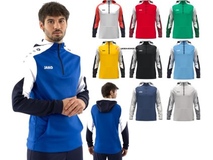 Mikina JAKO Dynamic s kapucí, kapsami a krátkým zipem 6770