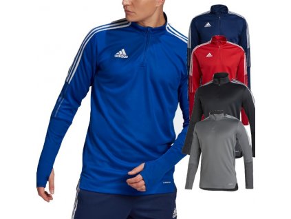 Mikina na trénink s krátkým zipem Adidas Tiro 21 (Barva tm.modrá, Velikost 152)