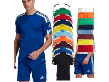 Sada fotbalových dresů a kraťas 15ks Adidas Squadra 21 (Barva zelená, Velikost XL)