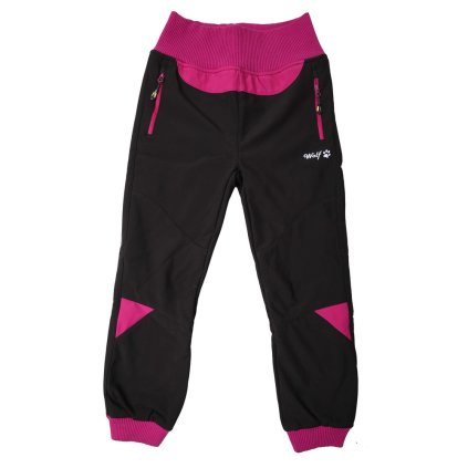 vyr 9473 divci cerne soft kalhoty wolf s ruzovou