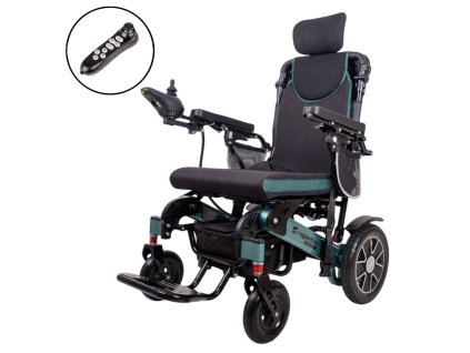 Elektromos kerekesszék dönthető háttámlával inSPORTline Hawkie Evo Plus II 700W, kartámasz, lábtartó, 6 km/h, extra hátsó kerekek