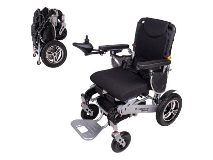 Elektromos kerekesszék inSPORTline Hawkie II 700W, összecsukható, 6 km/h, kivehető akkumulátor, lábtartó (Szín ezüst)