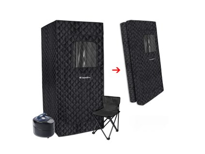 Hordozható gőzszauna inSPORTline Klementina II, zseb, tépőzáras ablak, összecsukható szék, tartály, könnyen összecsukható