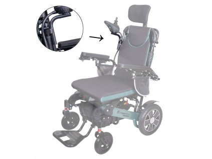Joystick tartó inSPORTline kerekesszékhez, könnyen felszerelhető bilincsekkel, hátulról történő könnyű kezelés