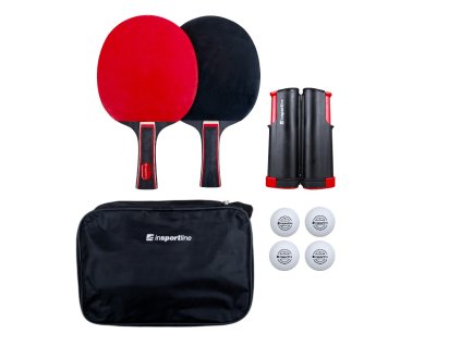 Pingpong szett inSPORTline Ekholm - háló, 2 ütő, 4 labda, beltéri és kültéri használatra alkalmas, háló gyors rögzítése
