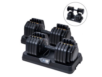 Állítható egykezes súlyzó szett inSPORTline DuraBell® 5-41 kg, gyors és egyszerű terhelésbeállító rendszer, kompakt, csúszásmentes fogantyú
