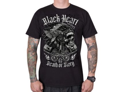 Poló BLACK HEART Huron, rövid ujjú, kerek nyakkivágás, kiváló minőségű nyomtatás (Méret M, Szín fekete)