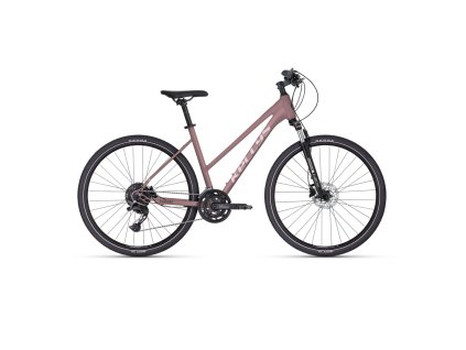 Női cross kerékpár KELLYS PHEEBE 30 28" 2025, Shimano Cues 18 sebességes váltó, SR Suntour rugóvilla (Szín Rose Gold, Vázméret M (19", 165-180 cm))