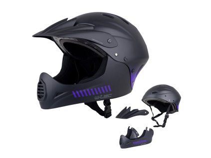 Downhill bukósisak W-TEC Campanero Noir Violet, levehető napellenző, állpántos rögzítés, 17 egyenletesen elosztott szellőzőnyílás (Méret S (48-54))