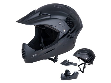 Downhill bukósisak W-TEC Campanero US Flag, állpántos rögzítés, 17 szellőzőnyílás, levehető napellenző, kivehető belső párnázás, EN 1078 szabvány (Méret S (48-54))