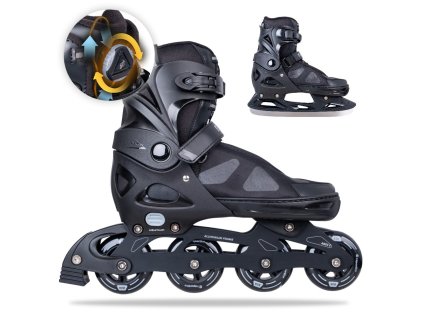 Korcsolya  2az1-ben inSPORTline Noctys, tekerős rögzítés, Comfort Fit, Micro Lock, Fényvisszaverő elem (Méret M(37-40))