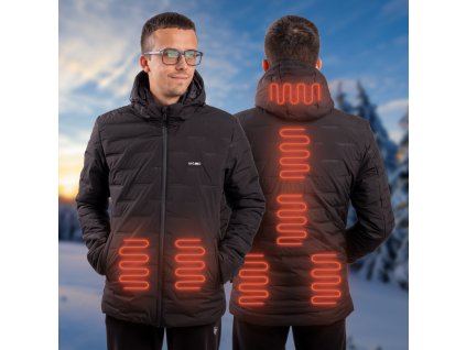 Fűthető kabát W-TEC HEATborg, integrált fűtéssel, karbonszálas fűtés, 7 zóna, 3 fokozatban állitható, súly 985g (Méret XS, Szín fekete)