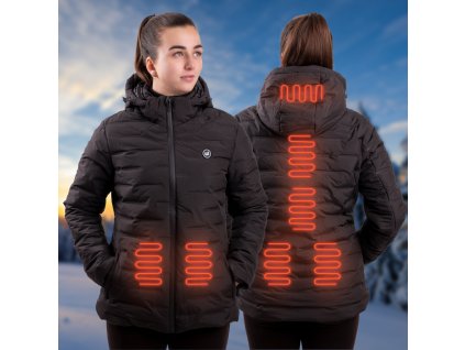 Női fűthető kabát W-TEC HEATborg Lady,  integrált fűtéssel, karbonszálas fűtés, 7 zóna, 3 fokozatban állitható, súly 880g (Méret XXS, Szín fekete)