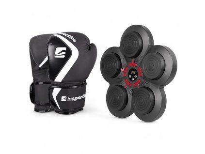 Falra szerelhető elektromos boxgép inSPORTline Smartpunch + boxkesztyű Shormag (Méret 4 oz, Szín fekete)