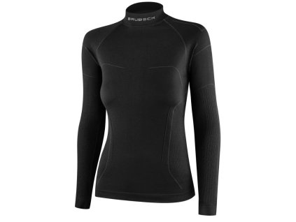 Női thermo motoros felső Brubeck Cooler LS1657W, kétrétegű kialakítás, varrásmentes kialakítás, kiváló nedvességelvezetés (Méret S, Szín fekete)