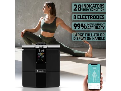 Intelligens személyi mérleg inSPORTline Syncale 200, érintésvezérlés, offline működés, színes kijelző