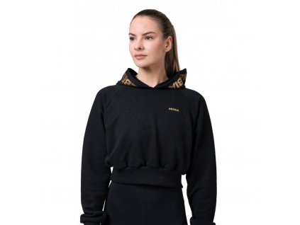 Női crop kapucnis felső Nebbia Golden Crop 824 (Méret M, Szín fekete)