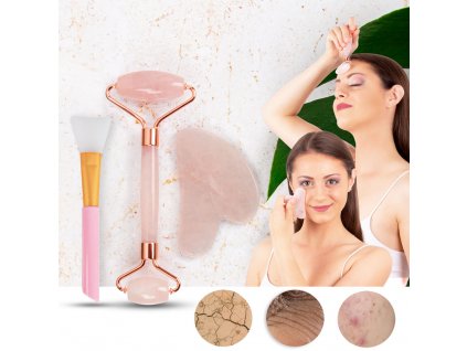 Arc masszírozó roller és Gua Sha szett inSPORTline Rosado Pro Set