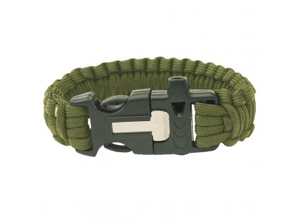 Karkötő Highlander Paracord - ejtőernyős csat, síp, tűzgyújtó (Szín olivazöld)