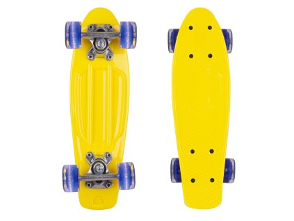 Mini műanyag gördeszka WORKER Pico 17" világító kerekekkel (Szín sárga deszka, sötétkék kerekek)