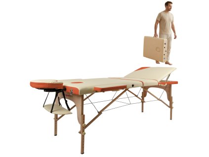 Fa masszázs asztal inSPORTline Japane - 3 részes (Szín fehér-narancssárga)