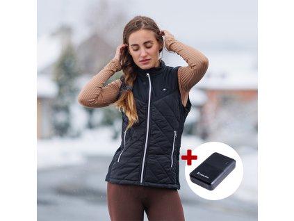 Női fűthető mellény inSPORTline WARMher 10 000 mAh powerbankkal (Méret XS, Szín fekete)