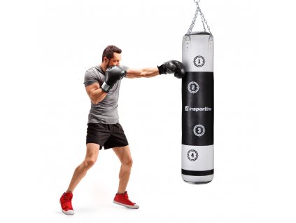 Boxzsák inSPORTline Robkin 150x35 cm (Szín fekete-fehér)